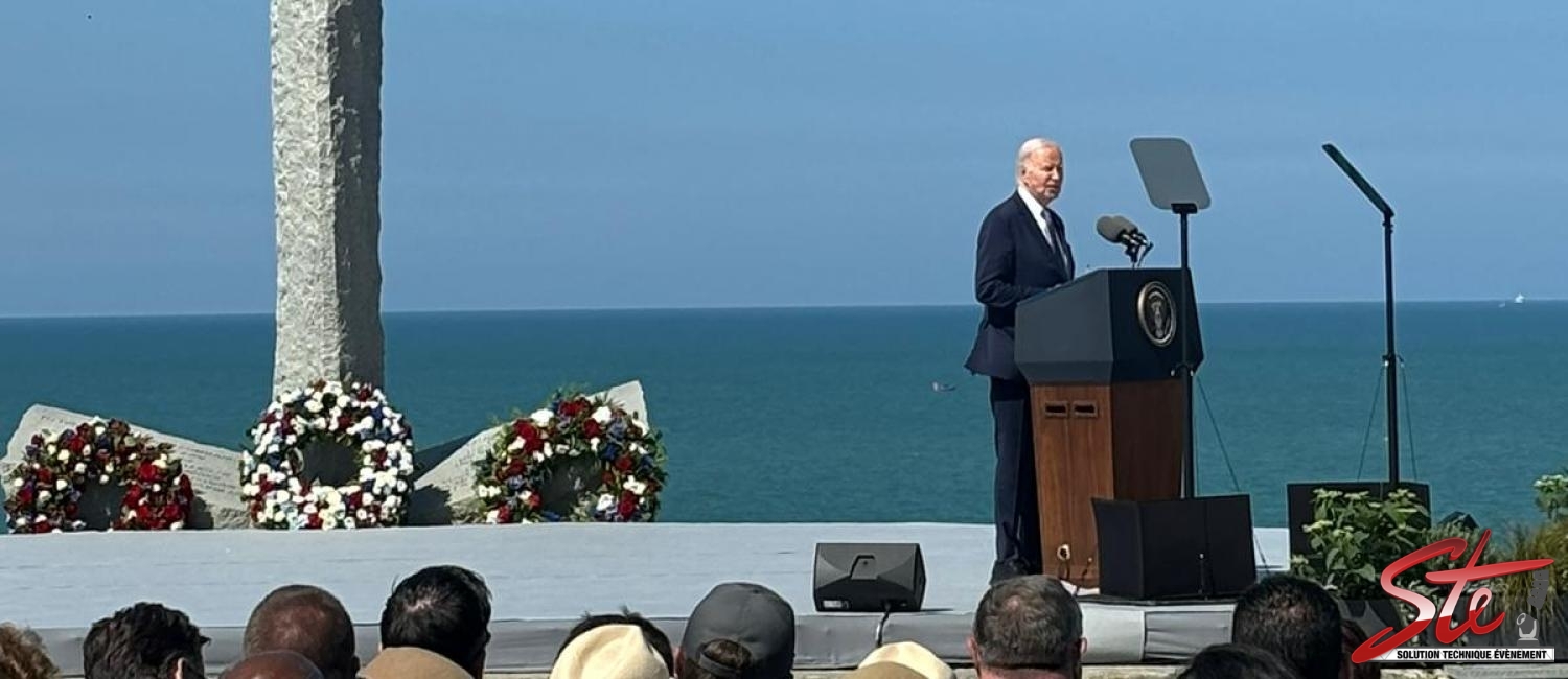 Discours commémoratif du Président Joe Biden sur les plages d'Omaha Beach. - Solution Technique Evènement à Caen